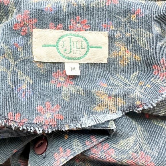 Vintage J. Jill Midi Dress Floral Corduroy Navy Womens Medium Modest 90s Teacher - Picture 7 of 11